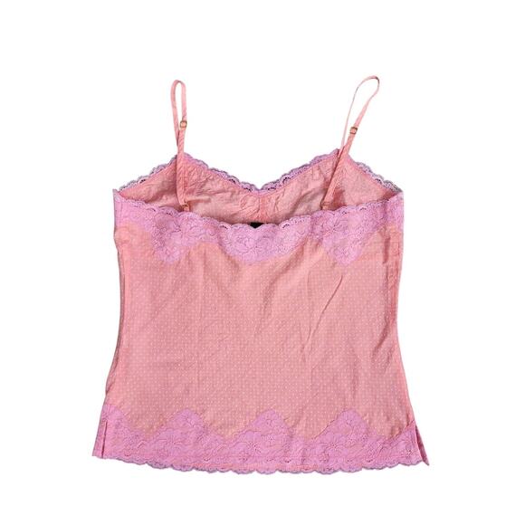 VTG Express Y2K Pink Polka Dot Lace Babydoll Cami Tank Top S Coquette Fairycore - Picture 4 of 9